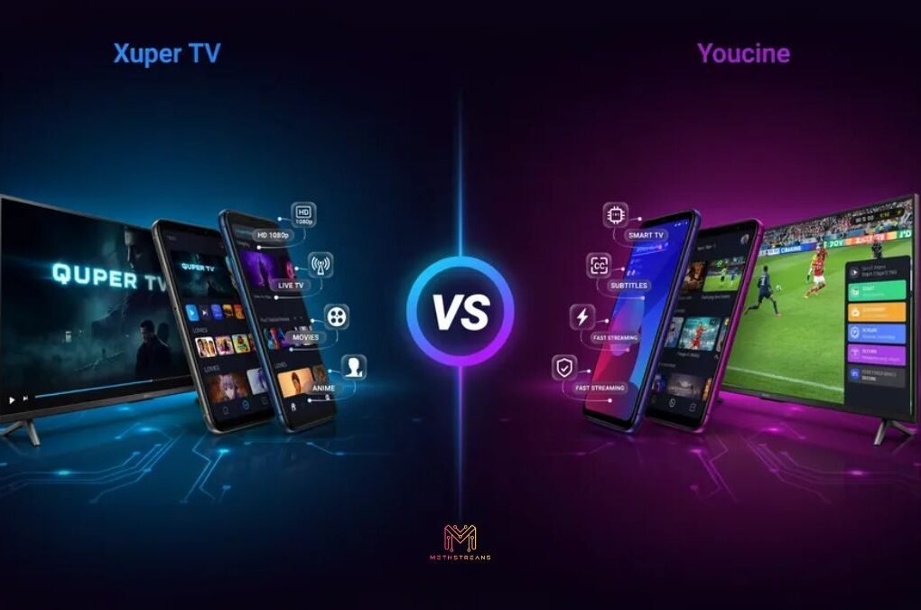 Xuper TV vs Youcine streaming app comparison showing features, live TV, movies, anime, and performance differences