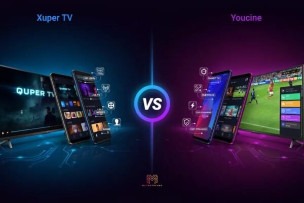 Xuper TV vs Youcine streaming app comparison showing features, live TV, movies, anime, and performance differences