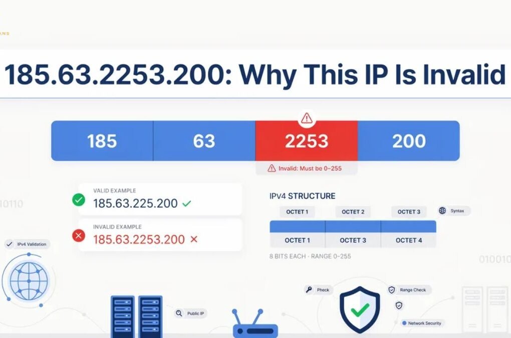 185.63.2253.200 invalid IPv4 address validation example showing why the IP format is incorrect