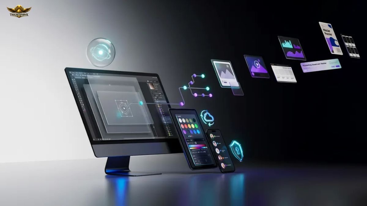 GFXPixelment design software dashboard showing graphic design tools, AI features, and creative editing workspace