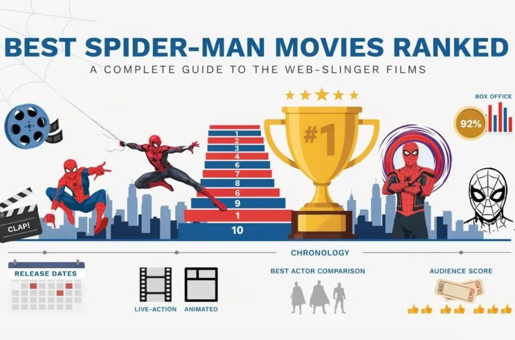 Best Spider-Man movies ranked featuring Tobey Maguire, Andrew Garfield, Tom Holland, and Miles Morales with top Spider-Man films.