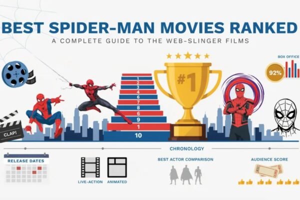 Best Spider-Man movies ranked featuring Tobey Maguire, Andrew Garfield, Tom Holland, and Miles Morales with top Spider-Man films.