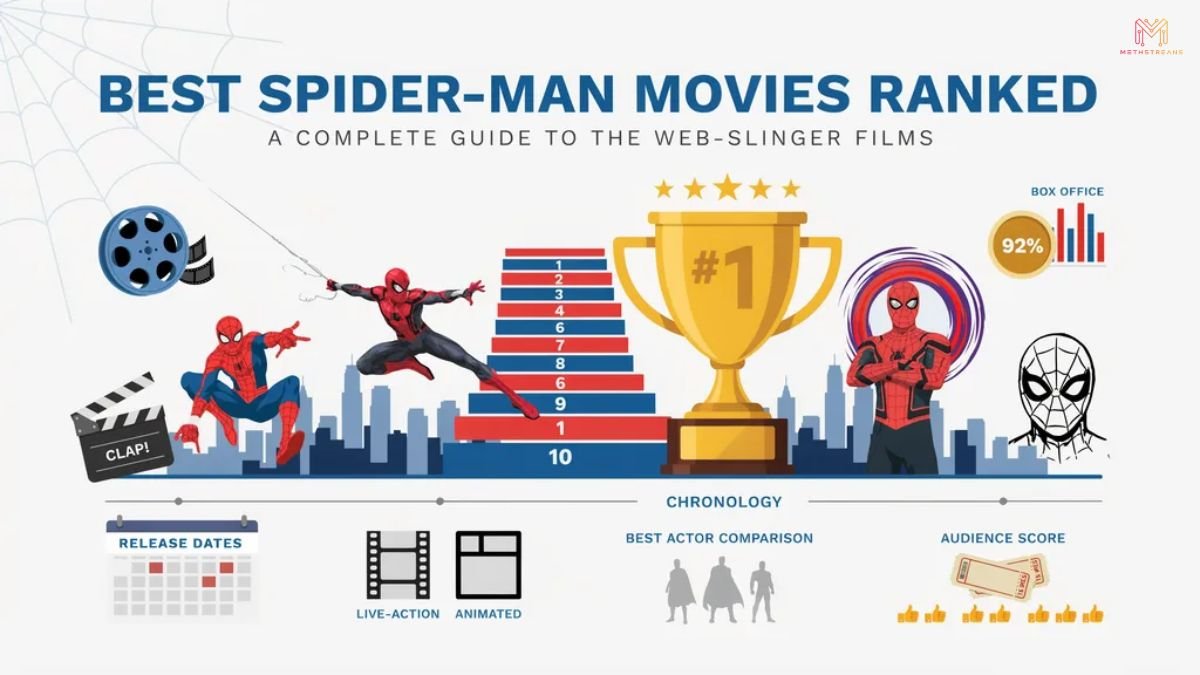 Best Spider-Man movies ranked featuring Tobey Maguire, Andrew Garfield, Tom Holland, and Miles Morales with top Spider-Man films.