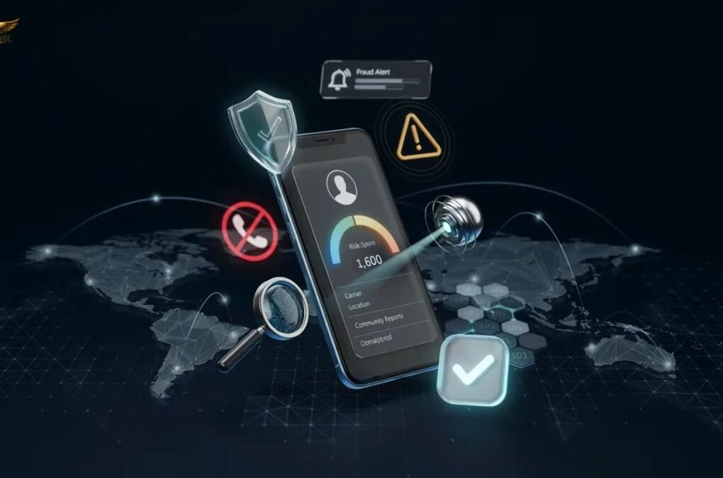 Reverse phone number lookup showing unknown caller identification and spam phone number check