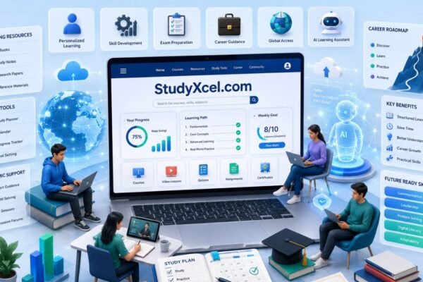 StudyXcel.com learning platform dashboard with educational resources