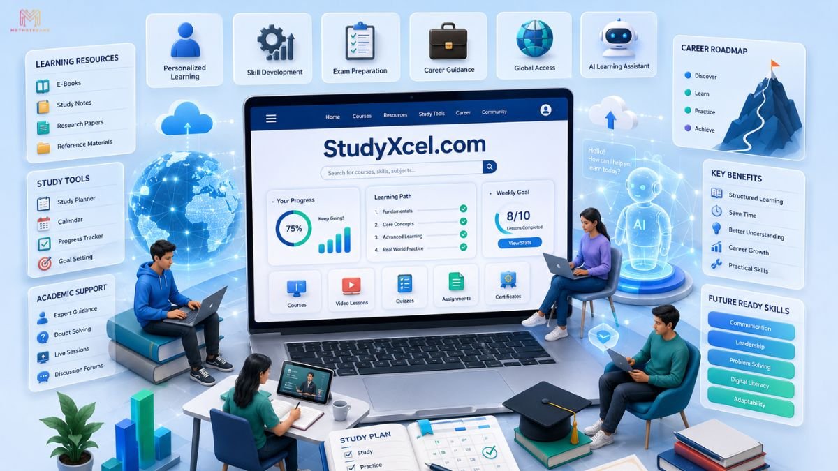 StudyXcel.com learning platform dashboard with educational resources